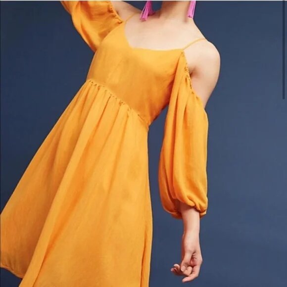 Anthropologie, Moulinette Soeurs Yellow Cold Shoulder Dress, XS - Picture 2 of 15